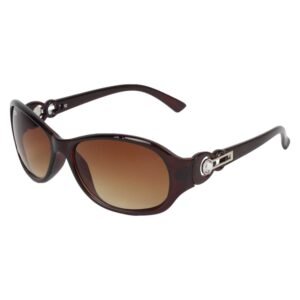Stylish Brown Oval Sunglasses for Women – Gradient Lenses with Metallic Accent Arms