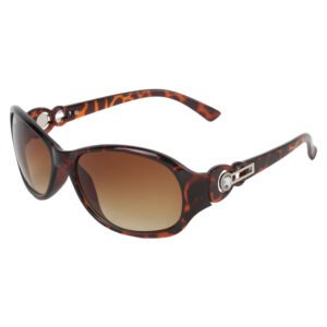 Tortoiseshell Oval Women’s Sunglasses – Gradient Lenses with Silver Accent Arms