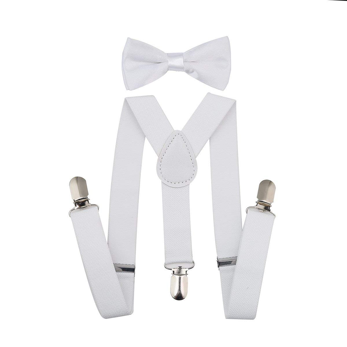AMOUR Y- Back Suspenders for Boys (White)