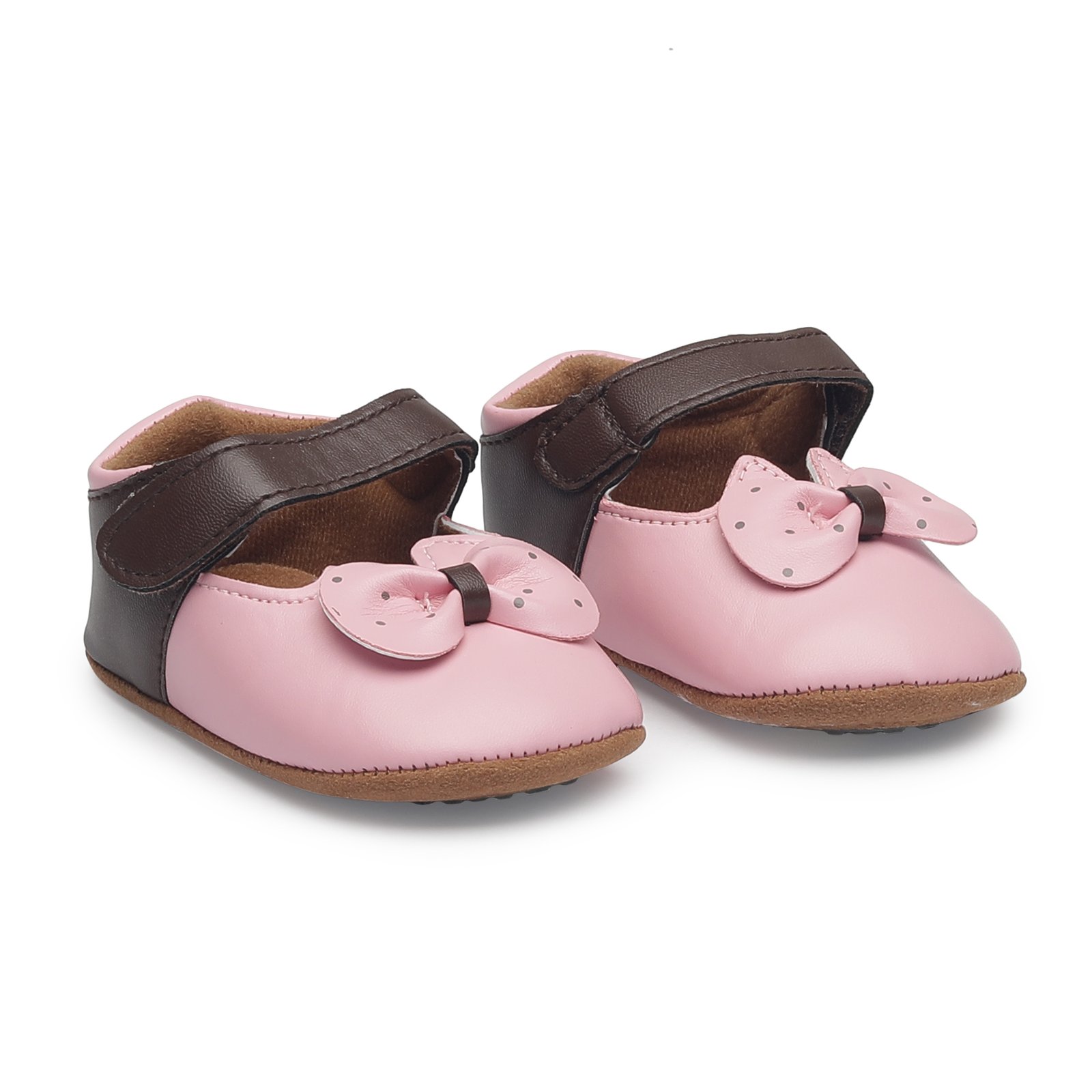 Kutumbh Booties for Kids (0-6 Months) Booties (Toe to Heel Length - 11 cm, Pink, Brown) - Image 4