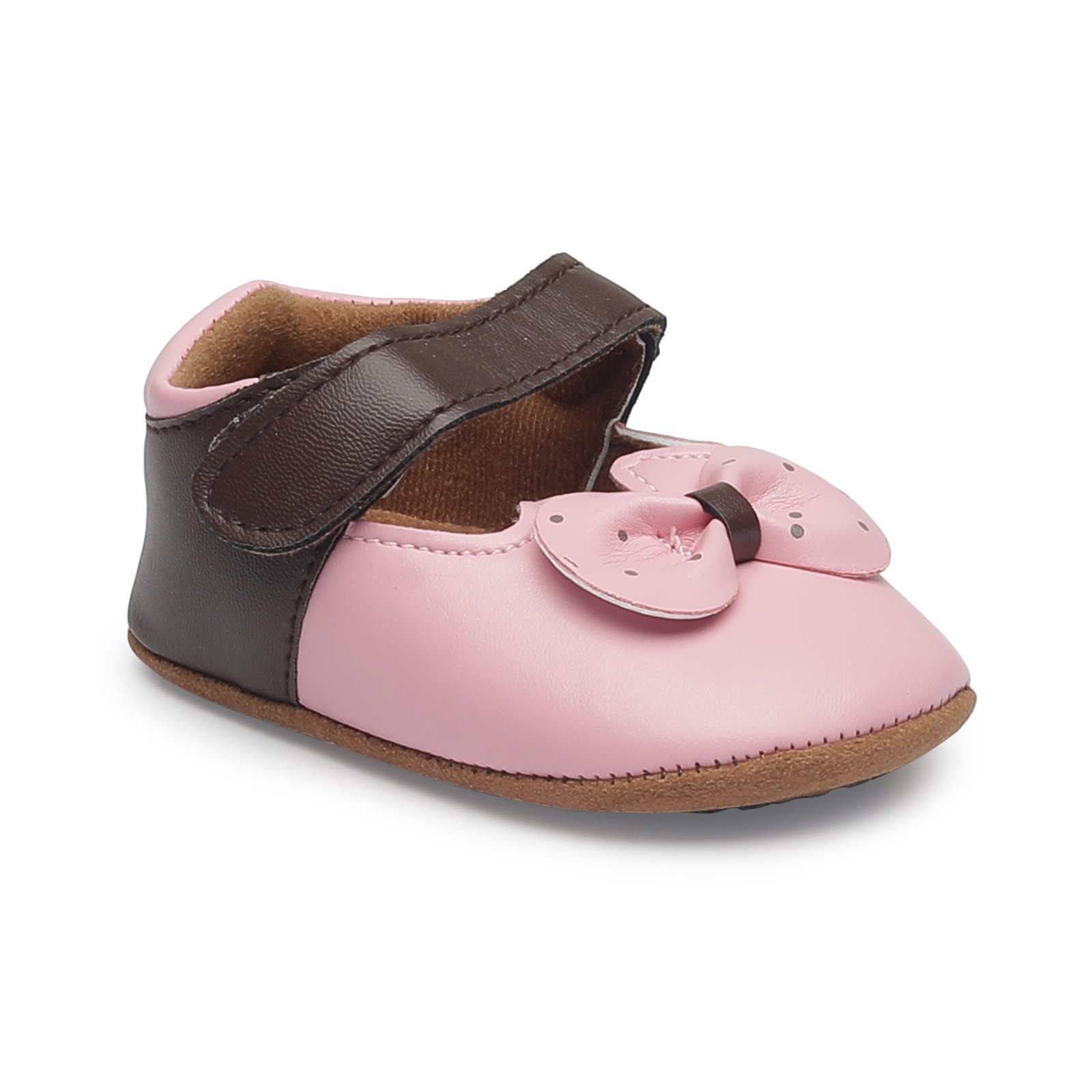 Kutumbh Booties for Kids (0-6 Months) Booties (Toe to Heel Length - 11 cm, Pink, Brown) - Image 3