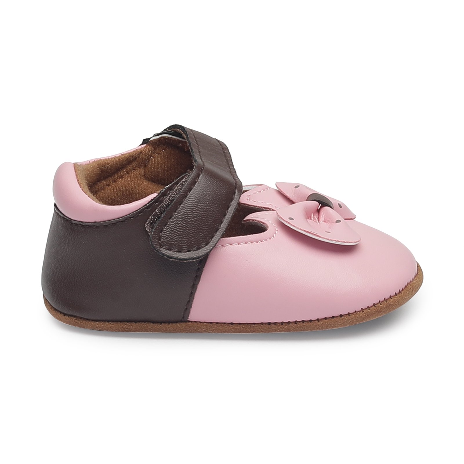 Kutumbh Booties for Kids (0-6 Months) Booties (Toe to Heel Length - 11 cm, Pink, Brown) - Image 2